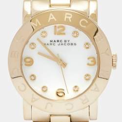 Marc by Marc Jacobs White Yellow Gold Plated Stainless Steel Amy MBM3056 Women's Wristwatch 36 mm