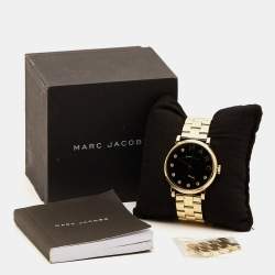 Pre Owned Marc By Marc Jacobs Black Yellow Gold Plated Stainless Steel Baker Dexter MBM3421 Women's Wristwatch 36.50 mm