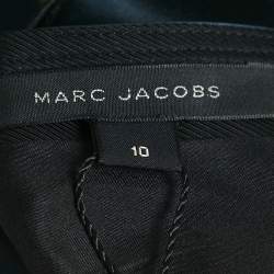 Marc Jacobs Navy Blue Polka Dot Jacquard Silk Blend Sleeveless Midi Dress L