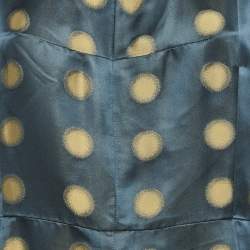 Marc Jacobs Navy Blue Polka Dot Jacquard Silk Blend Sleeveless Midi Dress L