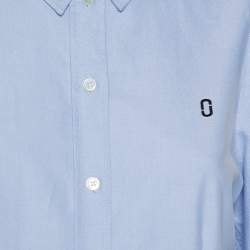 Marc Jacobs Blue Cotton Paneled Puff Sleeve Detail Fitted Shirt M