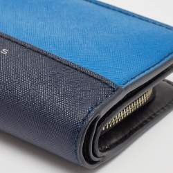 Marc Jacobs Blue/Black Leather Colorblock Compact Wallet