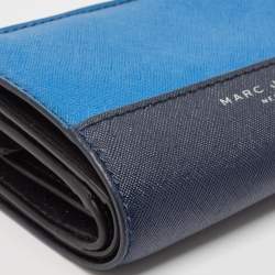 Marc Jacobs Blue/Black Leather Colorblock Compact Wallet