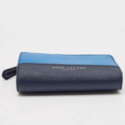 Marc Jacobs Blue/Black Leather Colorblock Compact Wallet