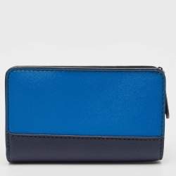 Marc Jacobs Blue/Black Leather Colorblock Compact Wallet