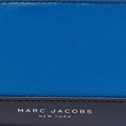 Marc Jacobs Blue/Black Leather Colorblock Compact Wallet