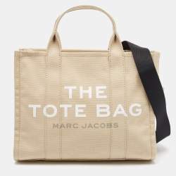 Marc Jacobs Beige/Black Canvas Medium The Tote Bag 