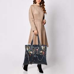 Marc Jacobs Blue/Multicolor Python Embossed Leather Charms Wingman Tote
