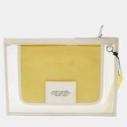 Marc Jacobs White Leather and PVC The Pouch Wristlet Pouch