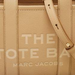 Pre Owned Marc Jacobs Beige Leather Small The Tote Bag