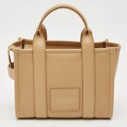Pre Owned Marc Jacobs Beige Leather Small The Tote Bag