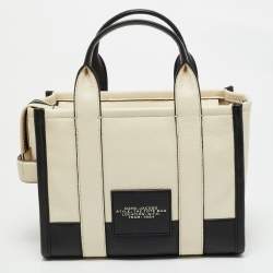 Pre Owned Marc Jacobs Black/Ivory Leather Small The Tote Bag