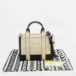 Pre Owned Marc Jacobs Black/Ivory Leather Small The Tote Bag