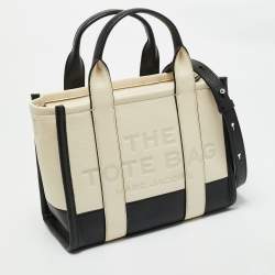 Pre Owned Marc Jacobs Black/Ivory Leather Small The Tote Bag
