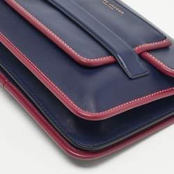 Pre Owned Marc Jacobs Navy Blue/Magenta Leather Large Madison Shoulder Bag