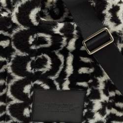 Pre Owned Marc Jacobs Black/White Monogram Faux Fur Medium The Teddy Tote 