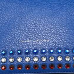 مملوكة مسبقًا حقيبة كتف مارك جاكوبس جلد زرقاء مزينة بالكريستالات