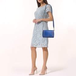 مملوكة مسبقًا حقيبة كتف مارك جاكوبس جلد زرقاء مزينة بالكريستالات