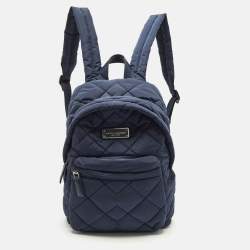Pre Owned Marc Jacobs Front Pocket Navy Blue Quilted Nylon Backpack