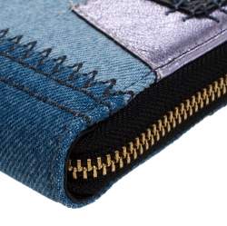 Marc Jacobs Blue Denim Patchwork Zip Around Wallet