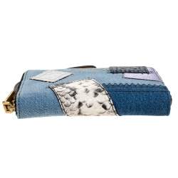 Marc Jacobs Blue Denim Patchwork Zip Around Wallet
