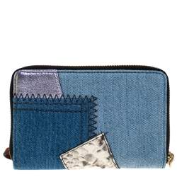 Marc Jacobs Blue Denim Patchwork Zip Around Wallet