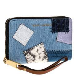 Marc Jacobs Blue Denim Patchwork Zip Around Wallet