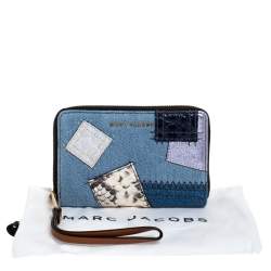 Marc Jacobs Blue Denim Patchwork Zip Around Wallet
