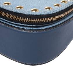 Pre Owned Marc Jacobs Blue Denim and Leather Small Studded Nomad Crossbody Bag
