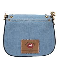 Pre Owned Marc Jacobs Blue Denim and Leather Small Studded Nomad Crossbody Bag