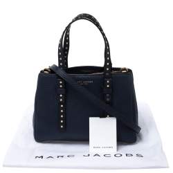 Pre Owned Marc Jacobs Midnight Blue Leather Mini T Studded Tote