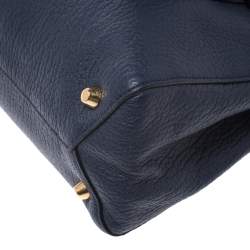 Pre Owned Marc Jacobs Midnight Blue Leather Mini T Studded Tote