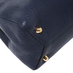 Pre Owned Marc Jacobs Midnight Blue Leather Mini T Studded Tote