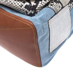 Pre Owned Marc Jacobs Multicolor Denim Patchwork Biker Backpack