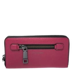Marc Jacobs Raspberry Pink Leather Gotham Zip Around Wallet