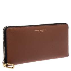 Marc Jacobs Caramel Brown Leather Zip Around Wallet