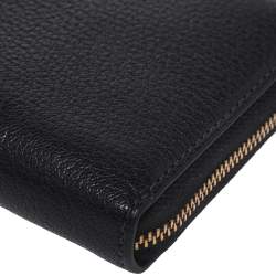 Pre Owned Marc Jacobs Black Leather Zip Around Wallet