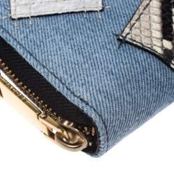 Marc Jacobs Blue Denim Patchwork Wristlet Zip Around Wallet