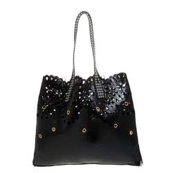 Pre Owned Marc Jacobs Black Laser Cut Leather Embellished Wingman Tote