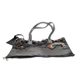 Pre Owned Marc Jacobs Black Laser Cut Leather Embellished Wingman Tote