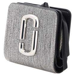 Pre Owned Marc Jacobs Silver Leather The Snapshot Mini Wallet