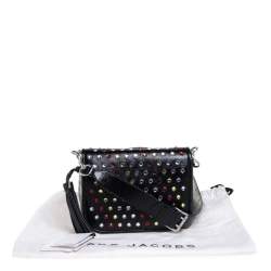 Pre Owned Marc Jacobs Black Patent Leather Jewel Embellished Courier Crossbody Bag