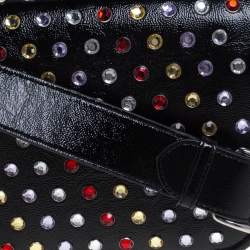 Pre Owned Marc Jacobs Black Patent Leather Jewel Embellished Courier Crossbody Bag