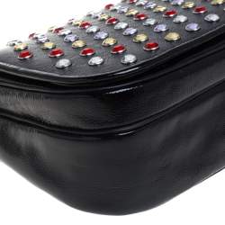 Pre Owned Marc Jacobs Black Patent Leather Jewel Embellished Courier Crossbody Bag