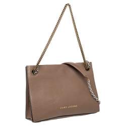 Pre Owned Marc Jacobs Pale Brown Leather Double Link 27 Shoulder Bag