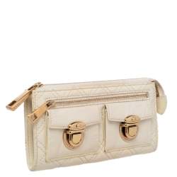 Marc Jacobs Cream Patent Leather Double Pocket Wallet