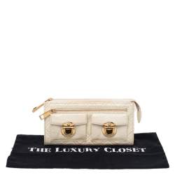 Marc Jacobs Cream Patent Leather Double Pocket Wallet
