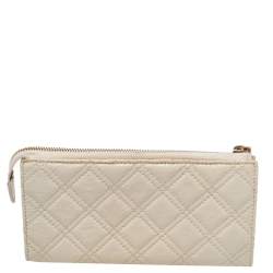 Marc Jacobs Cream Patent Leather Double Pocket Wallet