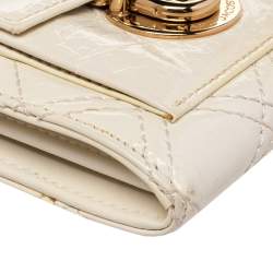 Marc Jacobs Cream Patent Leather Double Pocket Wallet
