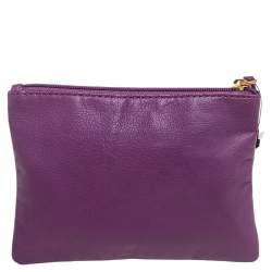 Pre Owned Marc Jacobs Purple Leather Zip Pouch